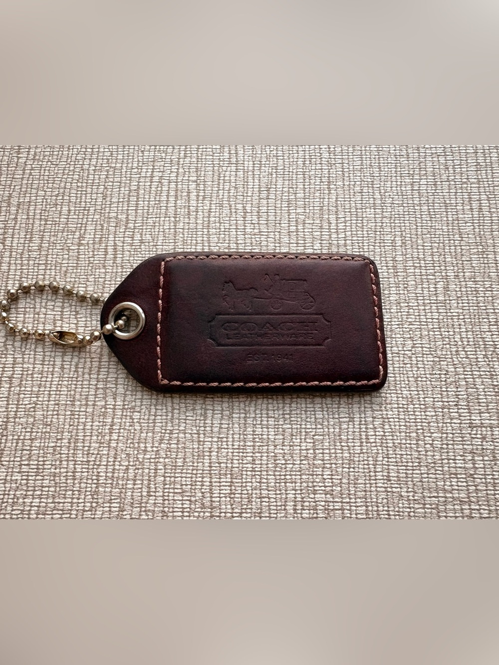 COACH Bleecker XL Dark Burgundy Maroon Leather Hang Tag Hangtag Bag Charm Fob